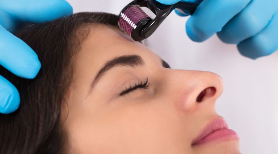 Microneedling with prp treatment with client