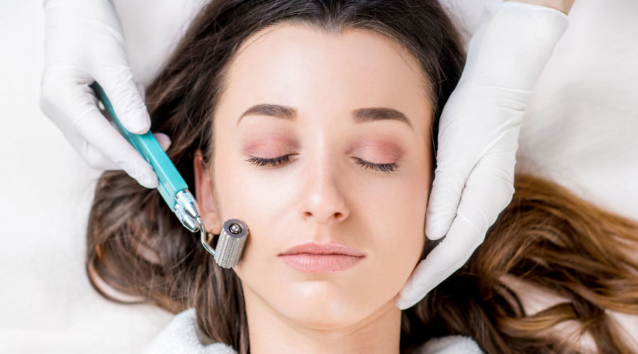 a woman at a medical spa receiving a vampire facial which is a version of microneedling with PRP