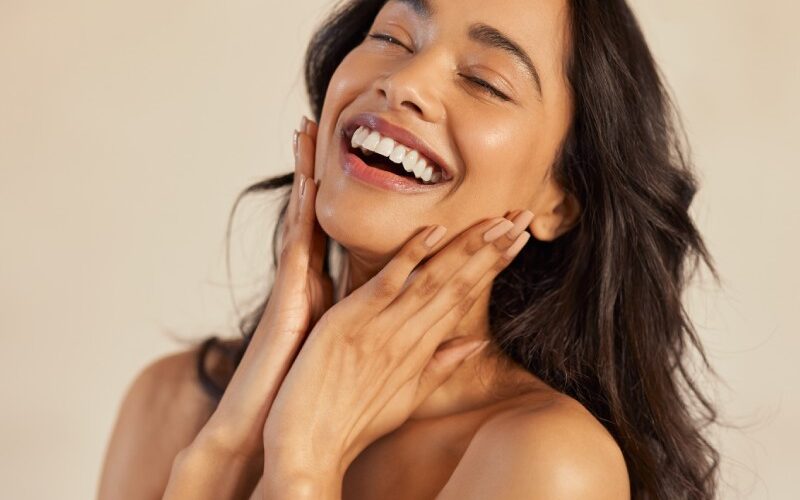 Woman Excited About Her Skincare Treatment